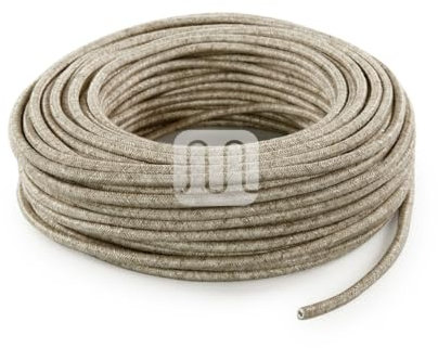Merlotti 20339 - Cable eléctrico redondo H03VV-F 2 x 0,75, lienzo beige, 3 m