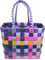 normani Einkaufskorb Shopper geflochten aus Kunststoff - robuster Strandkorb aus wasserabweisendem Material Farbe Classic/July