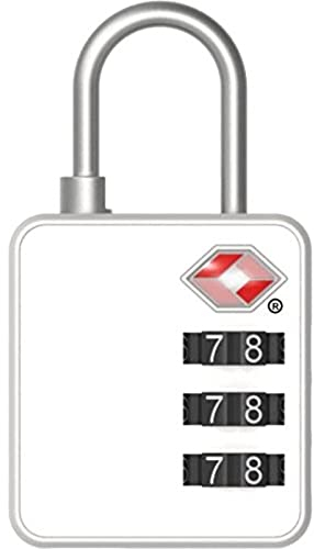 Stanley 81144393401 S741-165 Cadenas voyage personnalisable à combinaison 3 chiffres Travelmax Tsa approuvé fermeture à combinaison 30 mm Blanc