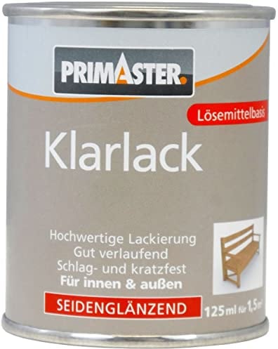 Primaster Klarlack 125ml Farblos Seidenglänzend Decklack Versiegelung Holzlack