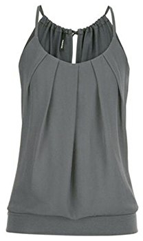 Lazzboy Damen T Shirt Tank Top Sommer Oberteile Blusen Ärmellos Stretch Tunika Top Sexy(Grau,3XL)