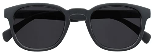OPULIZE POP Lesesonnenbrille für Damen und Herren - Lustige Runde Brille Matt - Getönte Gläser mit UV400 - Komfortable Federscharniere - Grau +3.50
