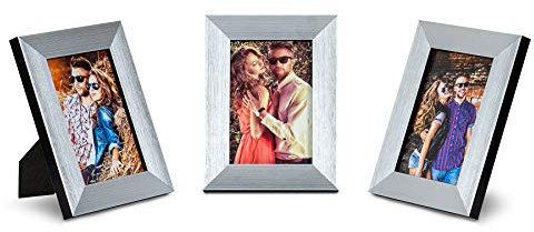 levandeo 3er Set Bilderrahmen 10x15cm Farbe Aluminium Schwarz Fotorahmen Einzelrahmen Tischdeko Deko Rahmen Alu