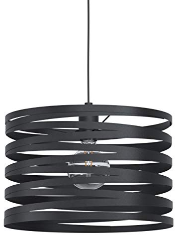 EGLO Pendelleuchte Cremella, 1 flammige Hängelampe Vintage, Industrial, Hängeleuchte aus Stahl in Schwarz, Esstischlampe, Wohnzimmerlampe hängend mit E27 Fassung, Ø 37 cm