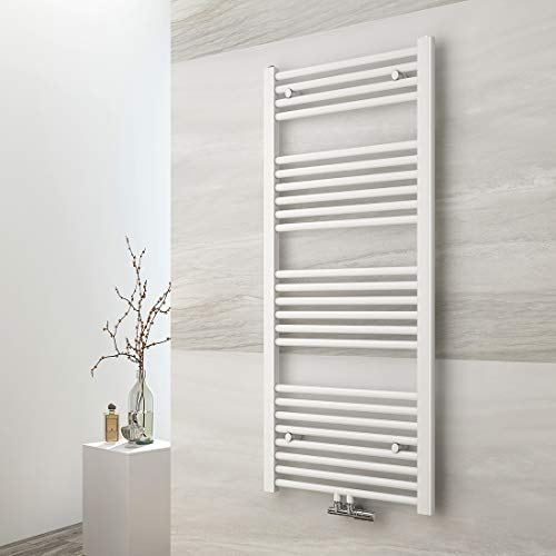 EMKE Badheizkörper 1200x500 mm, Handtuchheizkörper Mittelanschluss Badheizkörper Handtuchhalter Handtuchwärmer Handtuchtrockner Heizkörper Bad Handtuchheizung Weiß 513W