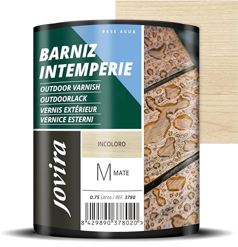 JOVIRA PINTURAS Barniz Intemperie al Agua, para el cuidado y la decoración de maderas en exterior. (750 Mililitros, Mate)