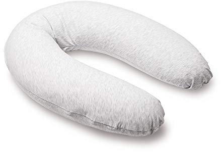 Doomoo Still-& Schwangerschaftskissen Buddy - 180cm inkl. Bezug aus Bio-Baumwolljersey, mit feiner EPS-Mikroperlenfüllung, Oeko-TEX® Standard 100, Chine White