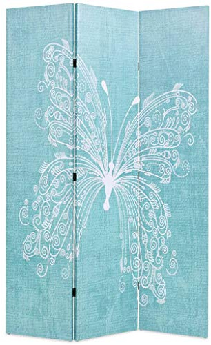 Raumteiler Trennwand Stellwand Balkon Sichtschutz,Raumteiler klappbar 120 x 170 cm Schmetterling Blau