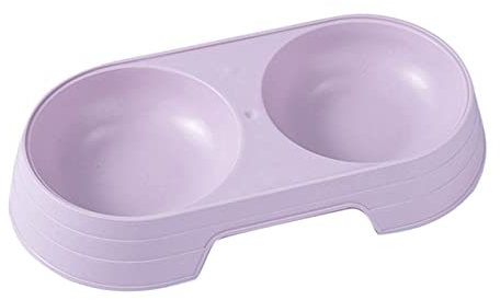CUSROS Cat Dishes, Solid Color Double Bowl, PP Material Cat Food Dispenser Cat Bowl Cat Food Bowls Cat Water Bowls Cat Feeding Bowls Purple One Size