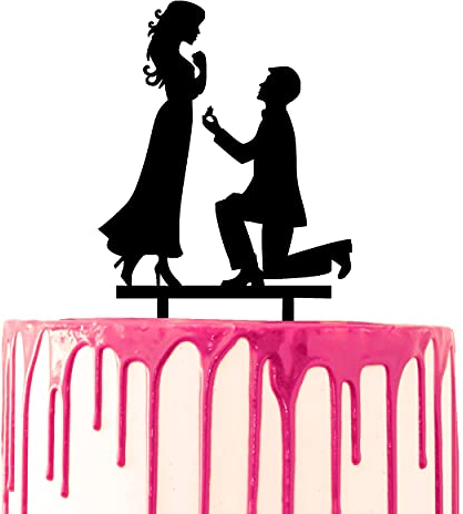 CARISPIBET cake topper groom proposing to bride engagement wedding cake decorative tool acrylic silhouette