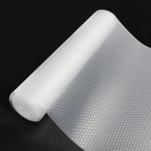 Qhui 45x400 cm Protector Antideslizante Cajones Cocina, Lunares, EVA Plastico, Estantes el Gabinete Estera del Refrigerador Cuttable, Impermeable, Forro Reutilizable, Transparente