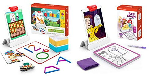 Osmo - Little Genius Starter Kit for iPad + Early Math Adventure - 6 Educational Learning Games & Super Studio Disney Princess - Ages 5-11 - Learn to Draw - For iPad or Fire Tablet ( Base Required)