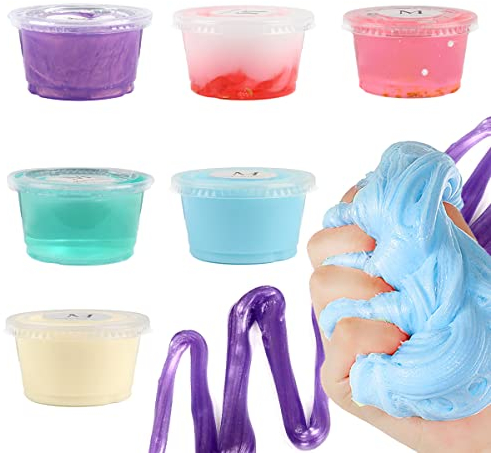Crystal Slime Kit, XiXiRan 6 Pack Slime DIY Kit, Crystal Clay Slime,Slime Fluffy, Crystal Slime Mud Set, Galaxy Slime Kit, Color Slime, Elástico y no Pegajoso, Stress Relief Mud Toy for Kids Adults