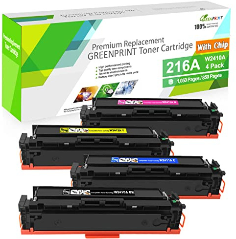 GREENPRINT【mit Chip 4 Packungen 216A kompatible Tonerkartuschen W2410A W2411A W2412A W2413A 1050 Seiten für Schwarz und 850 Seiten für CMY für HP Color LaserJet Pro M155a M155nw M182n M182nw M183fw