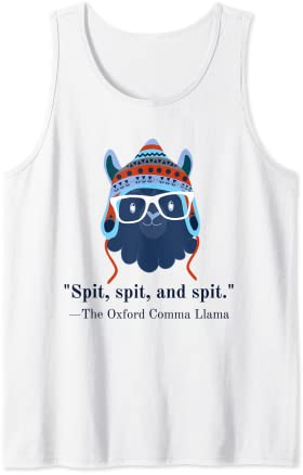 Oxford Komma Grammatik Nerd Lama weiße Brille spucken Tank Top