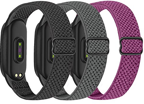 SHIJZWD 3 Pack Elastisch Armband Kompatibel mit Xiaomi Mi Band 7/Mi Band 6/Mi Band 5 Armband, Verstellbares Ersatzarmbänder Sport Loop Nylon Uhrenarmbänder für Xiaomi Mi Band 5/6/7 Damen Herren