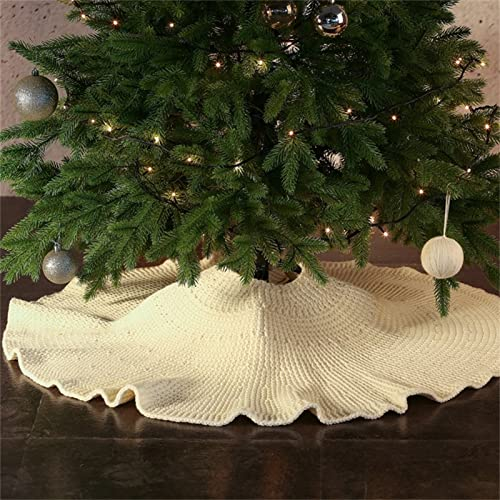 Sarah Duke 92 cm Weihnachtsbaumdecke Weihnachtsbaum Rock Christbaumdecke Gestrickt Rund Weihnachtsbaum Decke Weihnachten Deko (Beige)