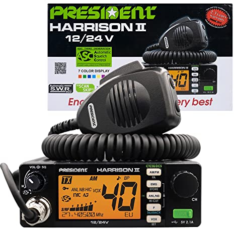 Radio Statie CB President Harrison II ASC Am/FM, VOX, NB, ANL, 12 V/24 V Multicolor