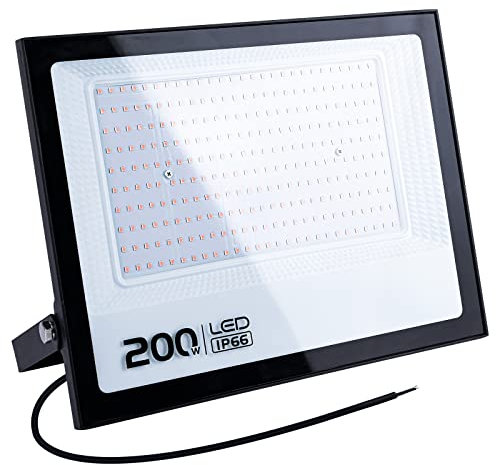 MIWATT 220V 200W LED luce di inondazione, bianco caldo (3000K), IP66luci di sicurezza super luminose impermeabili, proiettore esterno per cortile, giardino, parco giochi, campo da basket