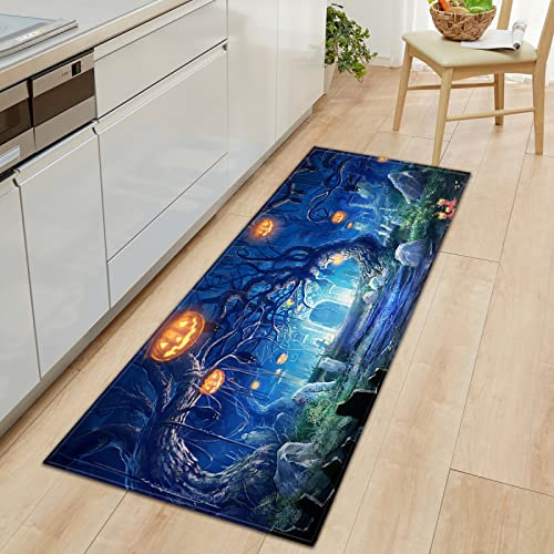 GOKSEL Teppich Läufer Halloween und Horror KüChenteppich Waschbar rutschfest Teppich Küche, Teppichläufer Küchenläufer für Flur, Küche, Schlafzimmer 50 x 80cm