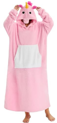 chuangminghangqi Couverture à Capuche Surdimensionnée Hoodie Douce Sweat à Capuche Longue Sweat Pull Chaude Sweats avec Grande Poche Sweatshirt Unisexe Couverture TV (Rose-1,Taille Unique)