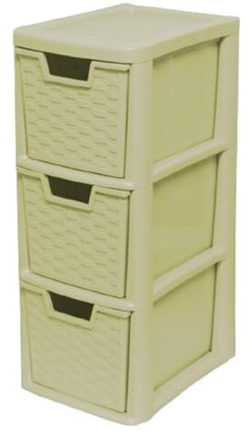 3 Tier Drawer Medium A5 Size Tower Storage Unit Homes, Kitchen, Schools, Offices Plastic Drawer Organizer Desktop Stationary, Art Supplies, Shoes, Small Toys, (3 Drawers Rattan Medium Cream)