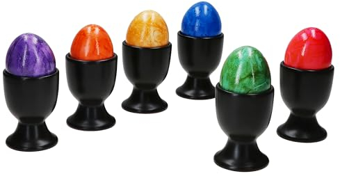 MamboCat Panther Lot de 6 coquetiers noirs I pour 6 personnes I Coquetiers ronds mats en faïence avec pied I Vaisselle pour l'œuf doux ou dur du petit-déjeuner au brunch & buffet