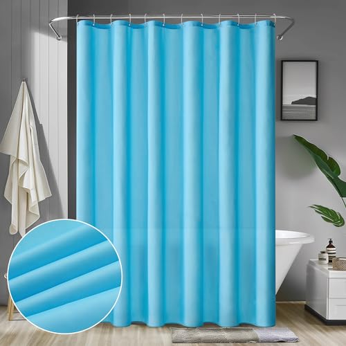 MIULEE Tenda per Doccia 120 x 180 cm Tenda da Doccia Azzurro Impermeabile Resistente Alla Muffa in Lavatrice Poliestere Tenda per la Doccia con 8 Ganci