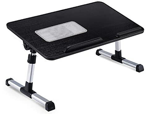 Tisch fürs Bett, Laptop-Betttisch, Mesa De Cama Ajustable En Altura, tragbarer, belüfteter Schoßschreibtisch, verstellbares Notebook, zum Schreiben, Lesen, Arbeiten am Bett/Couch/Sofa, Schwa