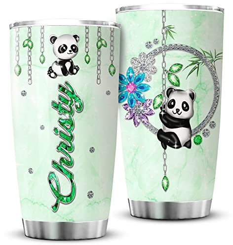 Thermos 590ml Gobelet De Café Avec Paille Et Couvercle Mug Isotherme Pour Noël Papa Maman Panda Personnalisé