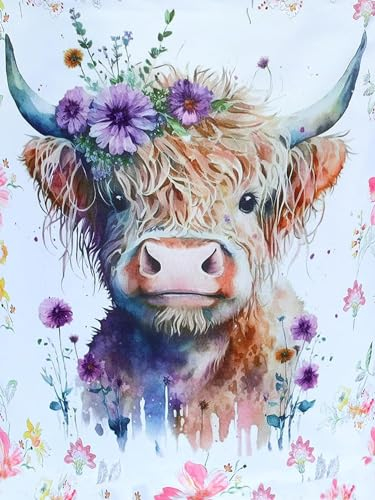 5D-Diamant painting für Erwachsene, Diamond Painting Kits for Adults, Cow Painting Pictures Arts Home Wall Decor 30 × 40cm