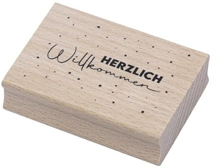 Artoz Stempel – Holzstempel – „Herzlich Willkommen“ – 70 x 50 mm – Motivstempel zum Kartenbasteln für Einladungen, Geburtstag, Glückwünsche