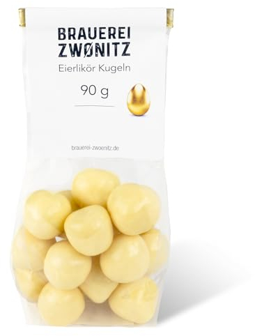 Brauerei Zwönitz – Eierlikör Kugeln 90g / Eierlikör Pralinen/Schoko Pralinen mit Alkohol/Weiße Schokolade mit Alkohol/Eierlikör Geschenk