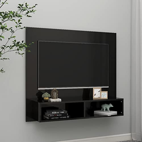 AIJUUKJP Nice Entertainment Centers & TV-Ständer, Wand-TV-Schrank, Hochglanz, Schwarz, 102 x 23,5 x 90 cm, Holzwerkstoff