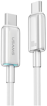 P4Y USB-C zu USB-C Kabel für schnelles Aufladen und Datenübertragung PD100W 480 mbps mit farbigem Licht Material: Aluminiumlegierung 1.2m weiß US-SJ660 Cloud Series