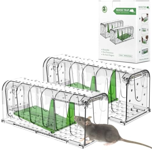 Trampa para Ratones, 2 Piezas Trampas para Ratas Vivos, Reutilizable Sin Mecanismo de Liberación Táctil, Ratonera Efectiva y Altamente Sensible, Mouse Trap para Cocina, JardíN, Hogar