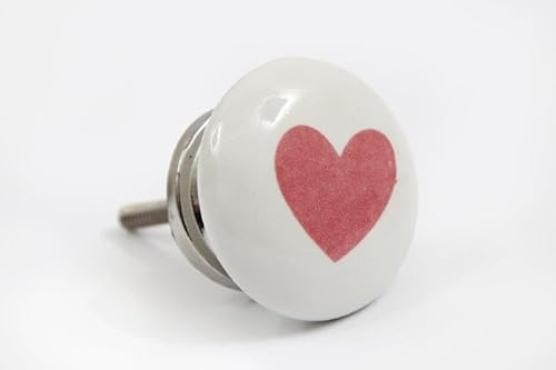 Sets of 4 Heart, Rainbow & Sun Round Ceramic Decorative Baby Childrens Door/Draw Knobs (Heart)