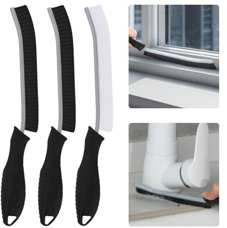 KMOSENIA Reinigungsbürste - Spaltreinigungsbürste, Hartborsten Ecken Reinigungsbürste, Bad Reinigungsbürste, Fugenbürste, Putz Utensilien für Küche, Toilette, Fahrzeug (3, Schwarzer)