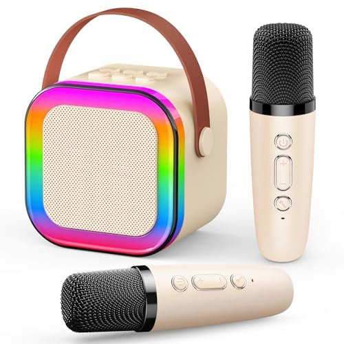 Dislocati Microphone for Kids, Kids Toys for 3-15 Year Old Boys Girls Toys Age 3-12 Year Old Girls Boys Gifts Kids Microphone Girls Birthday Presents Karaoke Machine 2 Microphones Gifts for Girls
