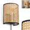 Wandleuchte Abedim, Wandlampe aus Metall/Wiener Geflecht/Rattan in Schwarz/Natur, Wandleuchte im Boho-Design mit Stecker und Schalter, abnehmbares Kabel, UP&Down Lichteffekt, 1x E27, ohne Leuchtmittel