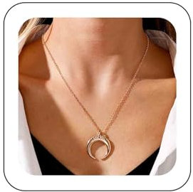 Inateannal Boho Moon Pendnat Necklace Crescent Moon Choker Neckalce Gold Half Moon Necklace Vintage Crescent Horn Chain Necklace Minimalist Crescent Neckalce Chain