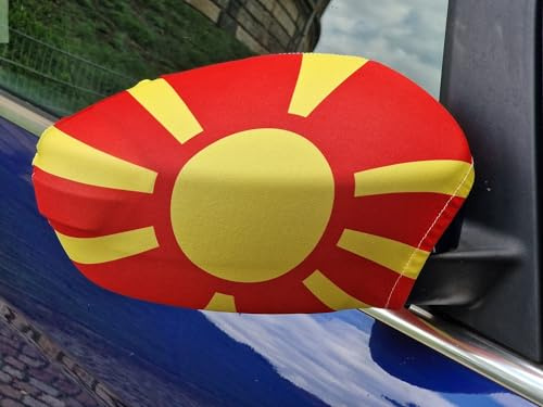 Spiegelflagge/Spiegelfahne NORD MAZEDONIEN - 1 Paar, Auto/PKW Rückspiegel/Autospiegel Fahne/Flagge/Überzug