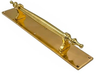 EUROART Dulice Solid Brass Pull Handle on Backplate in Polished Brass Finish & Dimensions 380mm x 68mm Robust and Stylish Choice for Doors & Large Front Doors
