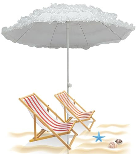 1,5m Retro Strandschirm mit UV-Schutz für Terrasse und Garten