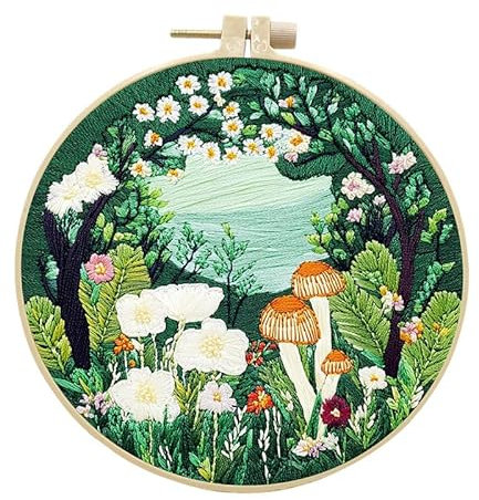 Stickset für Anfänger,Stick-DIY-Materialpaket (Materialpaket + 15 cm Stickrahmen) Das 3-teilige Set enthält einen Stickrahmen eine rosa Schere einen Nahtentferner einen Pflaumenblüten-Nadeleinfädler