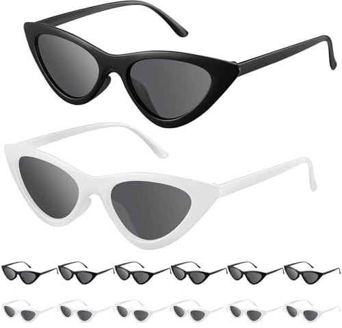 Copkim 12 Paar 80er Jahre Cat Eye Cyber Visier Sonnenbrille Katzenaugenschild Sonnenbrille Katzenaugenbrille Zubehör für Damen Herren Zukunft Stil Kostüm Cosplay