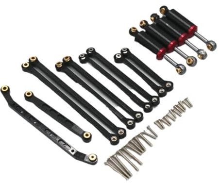GTFRUQAS Für FMS Für Fire Für Horse Für Eazyrc Für Thunder 1/18 Auto Metall Upgrade Zubehör Stoßdämpfer Trolley Set Storm RC Fernbedienung RC Ersatzteile(Black)