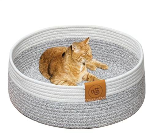 Haustier Katzenbett Haustierbett Katzenbettchen Katzenkörbchen Katzennest Katzenkorb Grau Rund 40cm Klein Waschbar Baumwolle Warm Winter Hundebett Tierbett Katze Bett Cat Bed, Katzenbett Waschbar