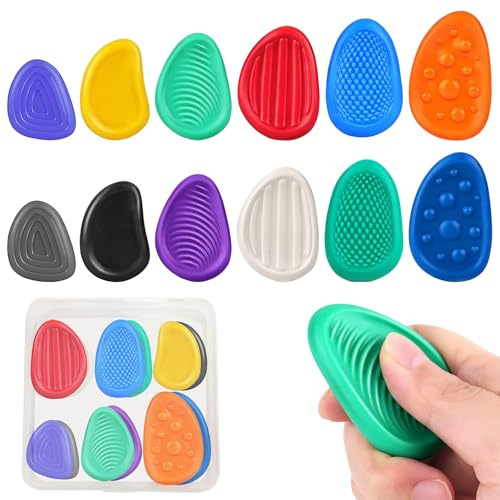 xlwens Stones Sensory Toys, 12 Stücke, Sensorik Spielzeug Anti Stress Spielzeug, Unterhaltsames Fidget Toy für ADHS und Autismus