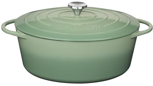 Küchenprofi Gusseisen Bräter mit Deckel oval, jade, 33 cm, Schmortopf, Auflaufform, Dutch Oven, Brotbacktopf, emailliert, für alle Herdarten (inkl. Induktion), zum Schmoren, Backen, Braten